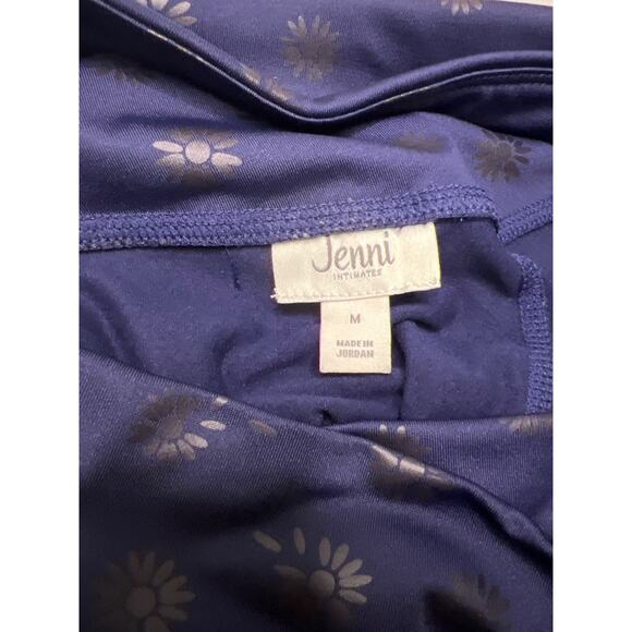 Blue Floral Leggings Crossband Mid Rise Length Size M NWT Jenni - Picture 5 of 7